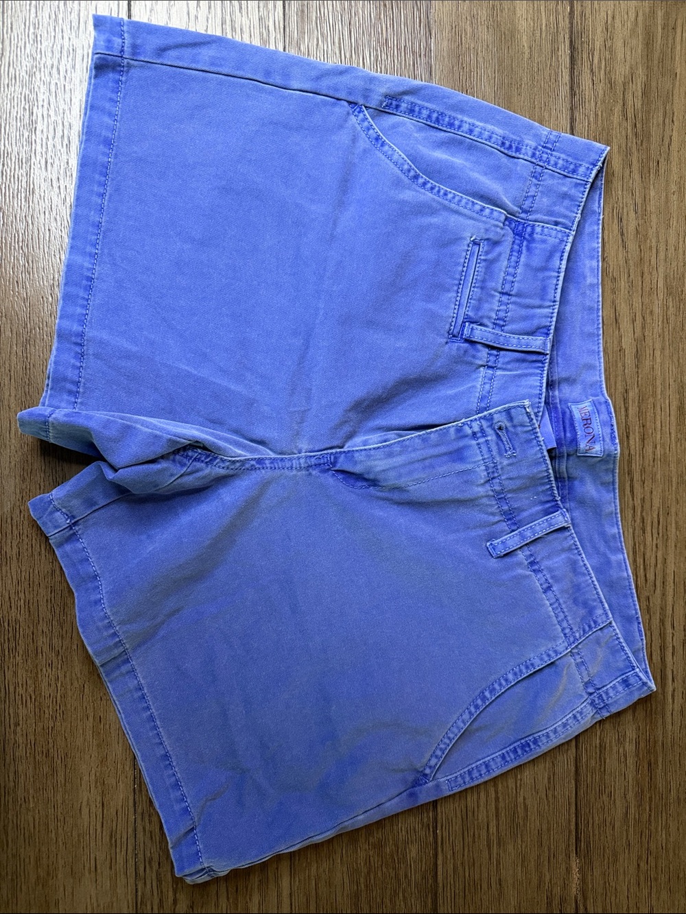 Women's Periwinkle Blue Flat-Front Cotton Chino Shorts size 10